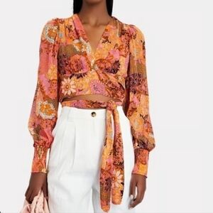 NWT A.L.C. Samara Women's Silk Wrap Floral Top Size 00